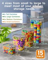 Ensemble de grands contenants de stockage hermétiques empilables en acrylique pour aliments et céréales, avec couvercles