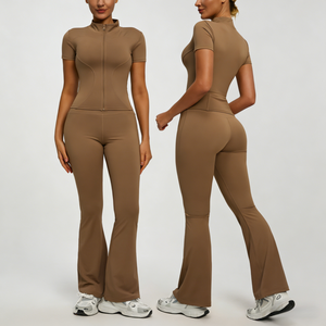 Ensemble de yoga pour femme avec logo personnalisé, doux comme du beurre, taille haute, effet ventre plat, ensemble de sport 2 pièces, vente en gros, marque privée, OEM, faible MOQ 2 - Product Image 1