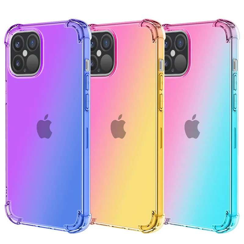 Drop Shipping Bumper Case Rainbow Color Transparent Shockproof Phone Case For Iphone 13 14 15 Pro Max Plus