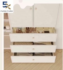Armoire sur mesure Erxi de style français moderne en crème pour chambre principale, <span class=keywords><strong>vestiaire</strong></span>, meuble en bois à une porte jusqu'en haut pour hôtel - Product Image 6