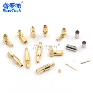 Copper Wireless Power Supply Connectors RF Connector Coaxial Cable RG316 RG174 RG178 1.5mm Brass Compression Male Connector