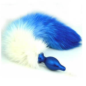 ذيل معدني عالي الجودة ذيل ثعلبي فضي أزرق أحمر ملون ذيل حقيقي سدادة شرجية خاصة للأزواج - Product Image 1