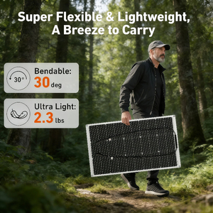 แผงโซลาร์เซลล์ Alecter Solar APH-P108 100W 18V แบบยืดหยุ่น ผลิตจากซิลิคอนโมโนคริสตัลไลน์ PET ประสิทธิภาพ 22% ขนาดเซลล์ 182 มม. เหมาะสำหรับรถบ้าน เรือ และรถแคมป์ปิ้ง - Product Image 5