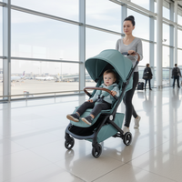 Poussette de voyage compacte en tissu avec cadre en alliage d'aluminium léger de haute qualité, pliage à une main, capacité de charge de 22 kg