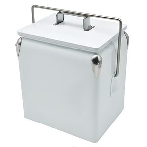 Glacière rétro en métal 13L à faible MOQ avec logo personnalisé, couleur au choix, multifonction pour canettes, boissons, pique-nique et voyage - Product Image 1