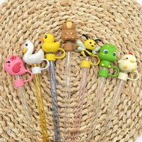 Vente en gros de nouveaux breloques en paille en silicone pour animaux mignons populaires, accessoires réutilisables adaptés aux pailles d'un diamètre de 10 mm