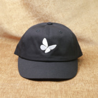 Casquette de baseball décontractée noire à bord court en pur coton, broderie plate personnalisée, très vendue