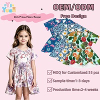 Maillot de bain une pièce pour filles, manches courtes, taille élastique, short intégré, imprimé, pour la plage et la piscine