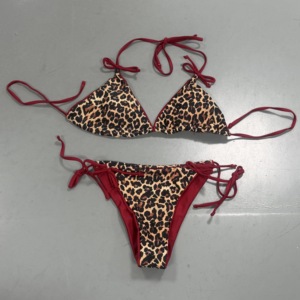 Vivibloook Z412ST05 2025 verano Sexy 2025 nuevo estampado de leopardo con cordones Bikini traje de baño trajes de baño mujeres - Product Image 3