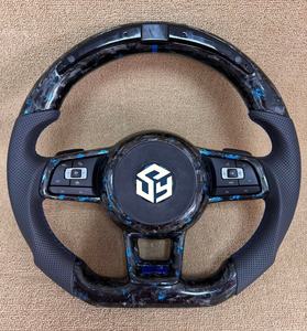 Volante Deportivo LED de Fibra de Carbono Compatible con Volkswagen Golf8 MK8 Passat <span class=keywords><strong>Touareg</strong></span> Tiguan Polo GTD MK7 MK6 <span class=keywords><strong>R</strong></span>-<span class=keywords><strong>Line</strong></span> CC Jetta - Product Image 1