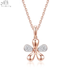 Collier avec pendentif en diamant en or rose 18 carats pour femmes, ensemble de fleurs tendance et dernier design - Product Image 1