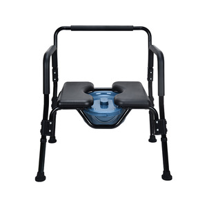 Silla de inodoro plegable portátil para personas mayores y mujeres embarazadas, silla de ducha negra con cubo - Product Image 4