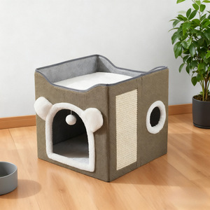 Maison pour chat double couche, rectangulaire, pliable, résistante aux griffures, pour chat de taille moyenne - Product Image 2