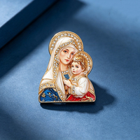 Broche personnalisée en métal émaillé Vierge Marie et Bébé Jésus avec strass pour revers