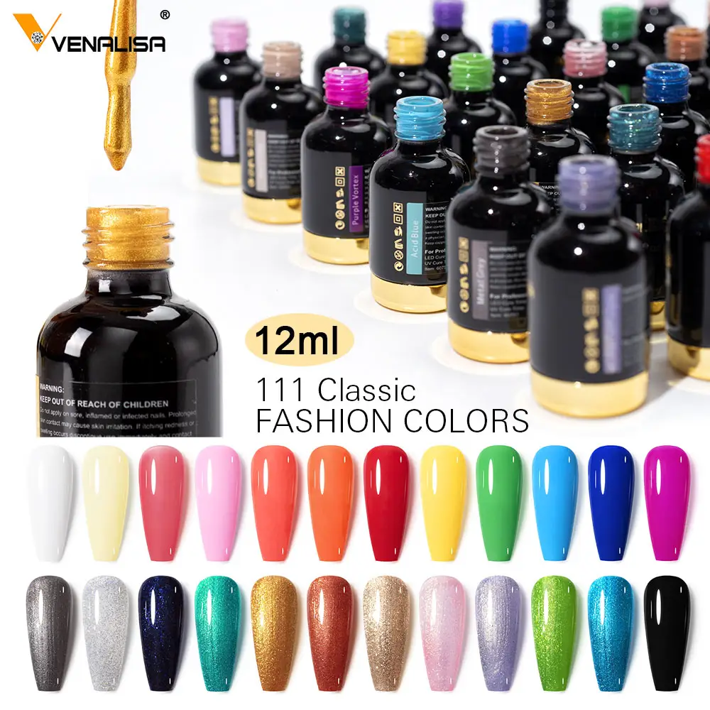 venalisa 12ml Neon Nail Gel Paint UV Gel Varnish Soak Off Shiny Red Hybrid Gellak Nail Art for UV Color Gel Nail Polish 41-80#