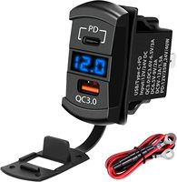 Chargeur de voiture USB-C 12-24V pour allume-cigare, style rocker, double PD et QC3.0, aluminium, 45W