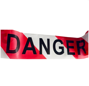 <b>White</b> Red Danger Non-Adhesive Safety <b>Tape</b> with Bold Black Print Danger for Hazardous Areas - Product Image 4