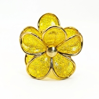 Pinces à cheveux pour femmes en PVC avec fleurs brillantes, 7,5 cm, grand bord doré, maintien solide, accessoires pour cheveux brillants pour tous les jours et la Saint-Valentin