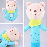 Hochet à main pour bébé Jouets en peluche Éducation précoce Animal Éléphant Hochet à main Poupée Bébé Jouets apaisants