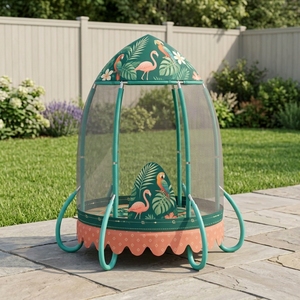 Design tropical <span class=keywords><strong>360</strong></span> °   Protection pour <span class=keywords><strong>trampoline</strong></span>, <span class=keywords><strong>filet</strong></span> de sécurité pliable, lit de saut intérieur pour usage domestique - Product Image 2