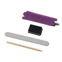 Kit complet de soins des ongles professionnel jetable pour manucure et pédicure, comprenant lime à ongles, polissoir, séparateur d'orteils et bâtonnet en bois