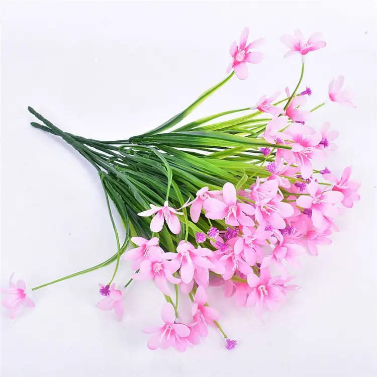 Flores artificiales de seda, orquídeas, 7 ramas de plástico, plantas de agua realistas, Magnolia, arreglo de flores para el hogar, decoración de boda, 35cm