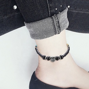 <span class=keywords><strong>Tobillera</strong></span> de piedra negra magnética para el cuidado de la salud, joyería de moda para el cuidado de la salud, tratamiento de búho, tobilleras adelgazantes - Product Image 3