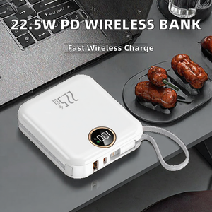 พาวเวอร์แบงค์ไร้สาย 22.5W PD ความจุ 10000mAh แบตเตอรี่พกพา 2 in 1 พร้อมหน้าจอ LED และสายชาร์จ  รับสกรีนโลโก้ - Product Image 2