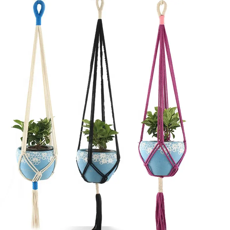 Đầy Màu Sắc Macrame Nhà Máy Móc Áo Trong Nhà Ngoài Trời Treo Trồng Giỏ Macrame Bông Sợi Dây Thừng Trang Trí Nội Thất