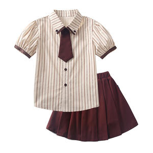 Benutzer definierte Stoff Polyester Summer <span class=keywords><strong>School</strong></span> Uniform Set Günstige Grundschule Kindergarten Schuluniform Großhandel - Product Image 1