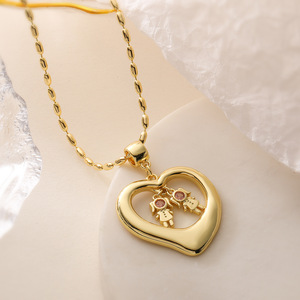 2025 breloque plaqué or 18 carats Zircon coeur garçon <span class=keywords><strong>et</strong></span> fille <span class=keywords><strong>pendentif</strong></span> collier frères <span class=keywords><strong>et</strong></span> soeurs Couples collier pour femmes - Product Image 6