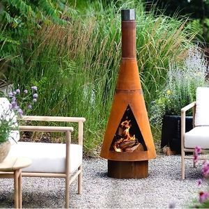 Brasero Moderno Independiente de Leña con Parrilla para Cocinar y Almacenamiento, Chimenea Metálica para Exteriores con Recubrimiento en Polvo Ecológico - Product Image 5