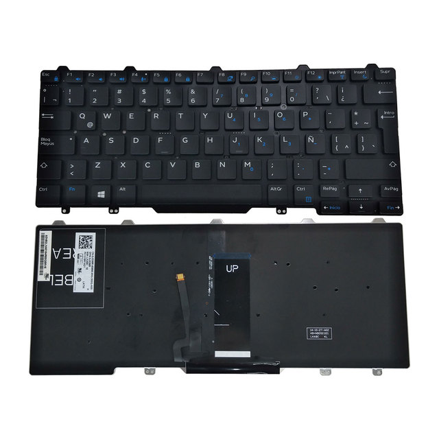 Backlit LA Latin Laptop Keyboard for Dell Latitude 3340 3350 E3340 7490 E3350 0J53MR Keybooard Black Brand New Replacement