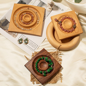 Beechwood Jewelry Tray Black Walnut Solid Wood Display Storage Photo Props For Bracelets <b>Necklaces</b> One Piece Irregular Shape - Product Image 1