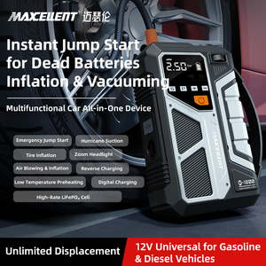 Arrancador de Coches/Camiones/Motocicletas Portátil Maxcellent, Batería de Litio Ferrofosfato de 12 V y 12800 mAh, Luz LED, Inflador de Neumáticos, Aspiradora - Product Image 4