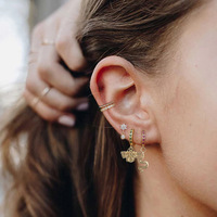 Modischer Minimalistischer Schmuck Vergoldete 925 Silber Zirkonia Blumen-Ohrstecker für Damen
