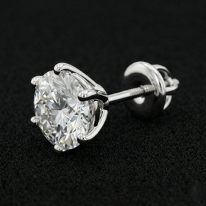 Pendientes de diamantes, joyería fina, corte brillante redondo, piedras brillantes, elegantes para la oficina, regalo de compromiso de boda para mujeres - Product Image 3