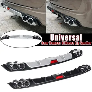 Offre Spéciale – Diffuseur de pare-chocs arrière universel pour voiture, en ABS noir et argent, avec embout d'échappement, <span class=keywords><strong>pièces</strong></span> de <span class=keywords><strong>carrosserie</strong></span> pour voitures - Product Image 2