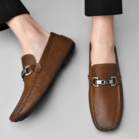 Mocassins pour hommes en cuir véritable, chaussures décontractées à enfiler, chaussures de conduite, marque de luxe italienne, mocassins de créateur tendance pour homme