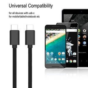 Cavo USB <span class=keywords><strong>C</strong></span> a USB <span class=keywords><strong>C</strong></span> intrecciato in nylon resistente da 1M, ricarica rapida 3A PD 60W per iPhone, Samsung, Tablet, Notebook - Vendita all'ingrosso - Product Image 6
