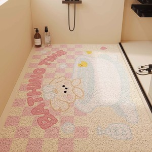พรมเช็ดเท้ารูปสี่เหลี่ยมผืนผ้าลายการ์ตูนลูกสุนัขอาบน้ำ ผ้าไหมกันลื่น ระบายน้ำได้ สำหรับใช้ในห้องน้ำและห้องอาบน้ำ - Product Image 1