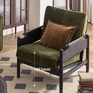 Salon rétro français en bois massif américain simple tissu <span class=keywords><strong>petit</strong></span> appartement pour négocier un seul <span class=keywords><strong>canapé</strong></span> chaise de loisirs - Product Image 1