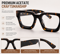 Montures de lunettes en acétate polies à la main de qualité supérieure, style épais carré, pour hommes, lunettes optiques de luxe