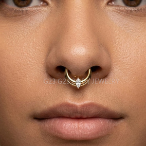 Piercing de titanio ASTM F136 para nariz, oreja, labret, tragus y cuerpo, con diseño de mariposa, corazón, marquesa y circonita cúbica (CZ), tipo aro y clicker articulado - Product Image 2