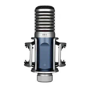 Takstar SM-9 Metal Studio Recording Equipment Home Wired XLR Microphone, Professional Condenser Microphone with Shock Mount