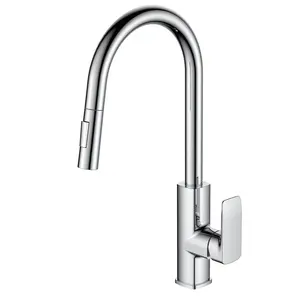 2023 new design best selling good quality brass pull down spray kitchen sink faucet mixer factory in Kai Ping China