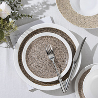 Ensembles de vaisselle en céramique vaisselle assiettes ensembles de dîner mat blanc noir couleur porcelaine émaillée service de vaisselle assiettes brunes