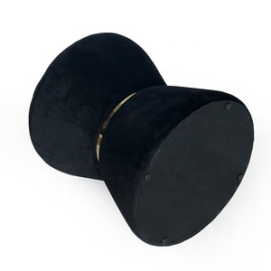 Tela negro del pie redondo <span class=keywords><strong>puff</strong></span> tocador y taburete con metal - Product Image 2