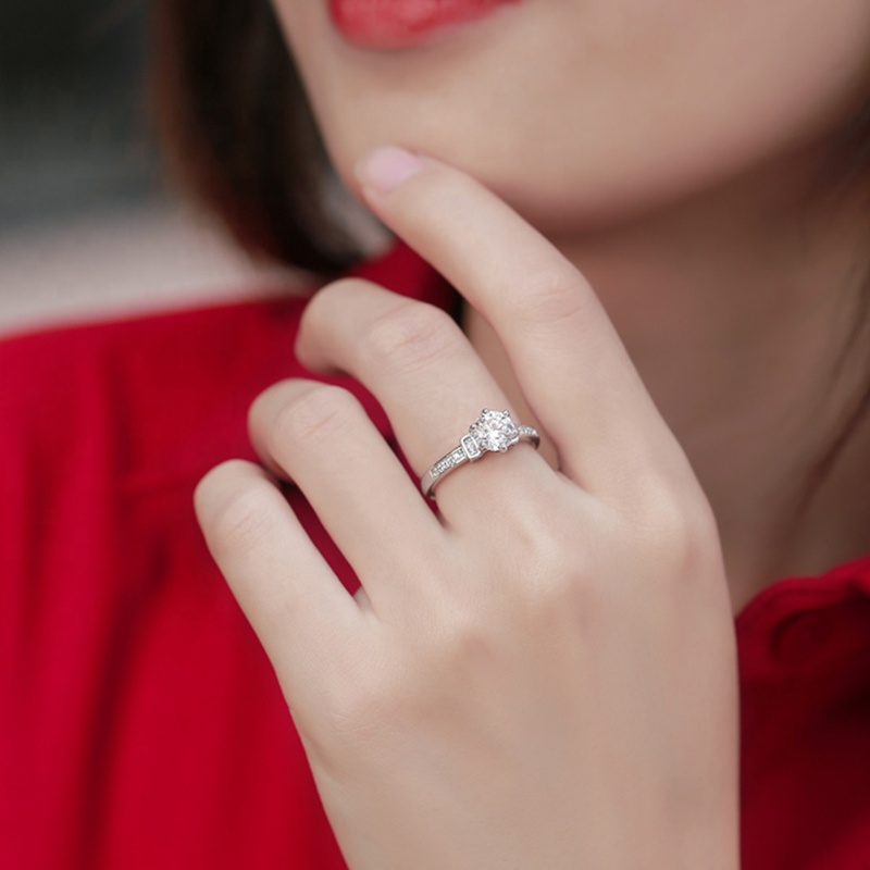 HMOIS jewelry rings costom women adjustable 925 silver 1.0ct moissanite wedding rings