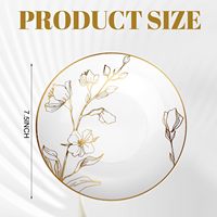 Lot de 100 assiettes jetables en plastique de 7,5 pouces, motif floral, bord doré, sans BPA, conformes FDA, pour mariages, fêtes, anniversaires et événements nuptiaux